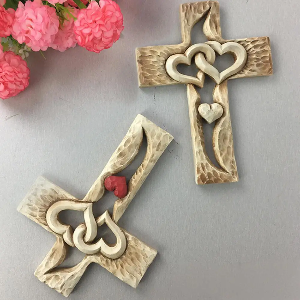 

Creative Heart Cross Ornament a Double-Heart Decorative Ornament for Home Study Living Room and Dining Room Tabletops