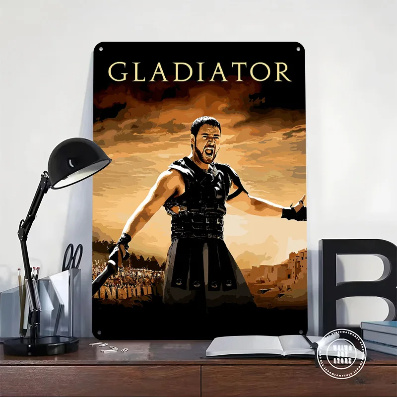 Gladiator 3D Texture Metal Poster Customized Wall Art Tin Sign Gift for Mancave Decor Living Room Interior Decoration Wand Deko