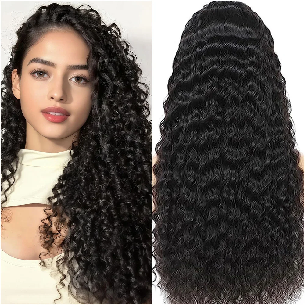 

13x6 HD Lace Deep Wave Front Wigs 100% Human Hair Curly Wigs 360 Full Lace Black Wig For Women 7x6 Glueless Lace 220 Density Wig