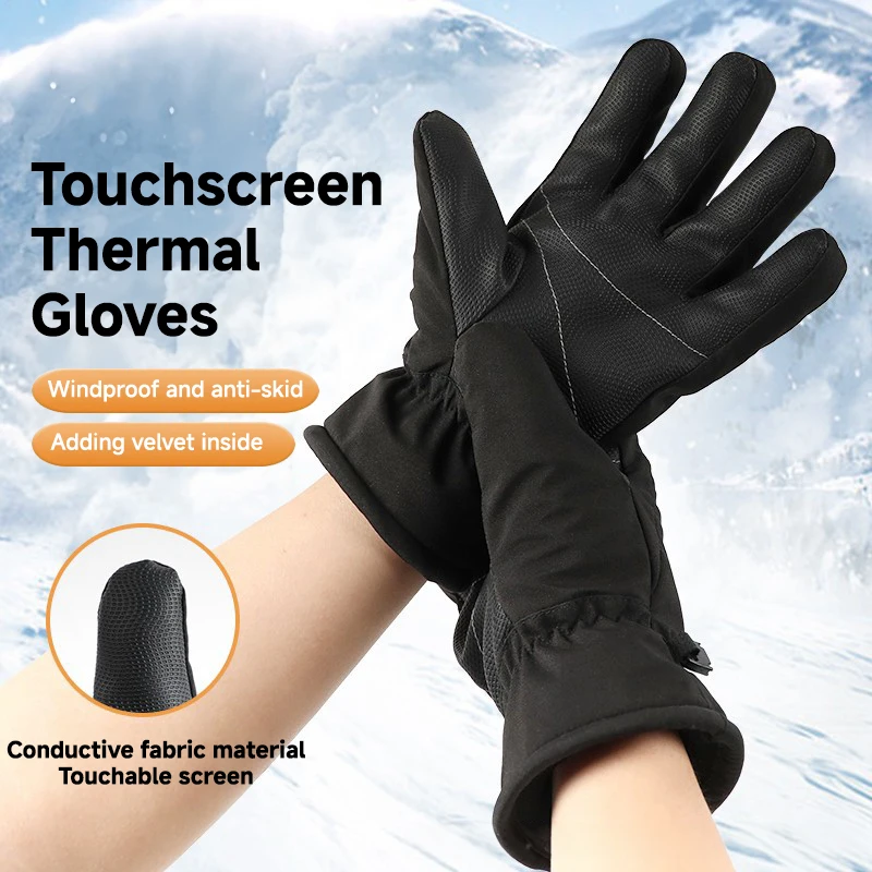 Guantes de invierno para montar en motocicleta para hombre, pantalla táctil, esquí cálido al aire libre, terciopelo grueso, resistente al viento