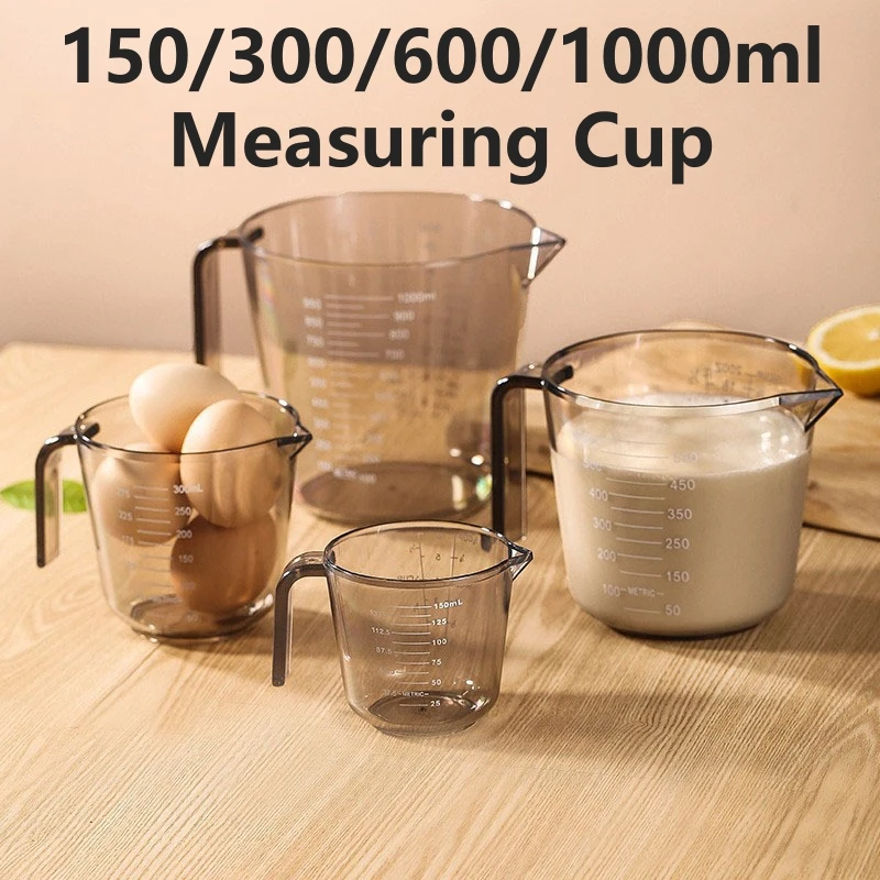 Measuring Cup Premium Graduated Transparent Heat Resisting Plastic Milk Cups Pour Spout with Handle Kitchen Tool Microwavable