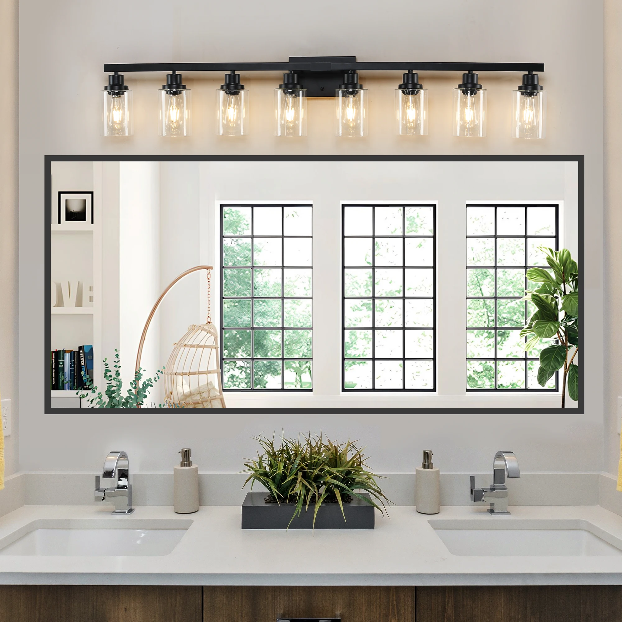 

8-Lights Farmhouse Vanity Lights Fixture Rustic Bathroom Light Fixture Bathroom Sconce (Without Bulbs)