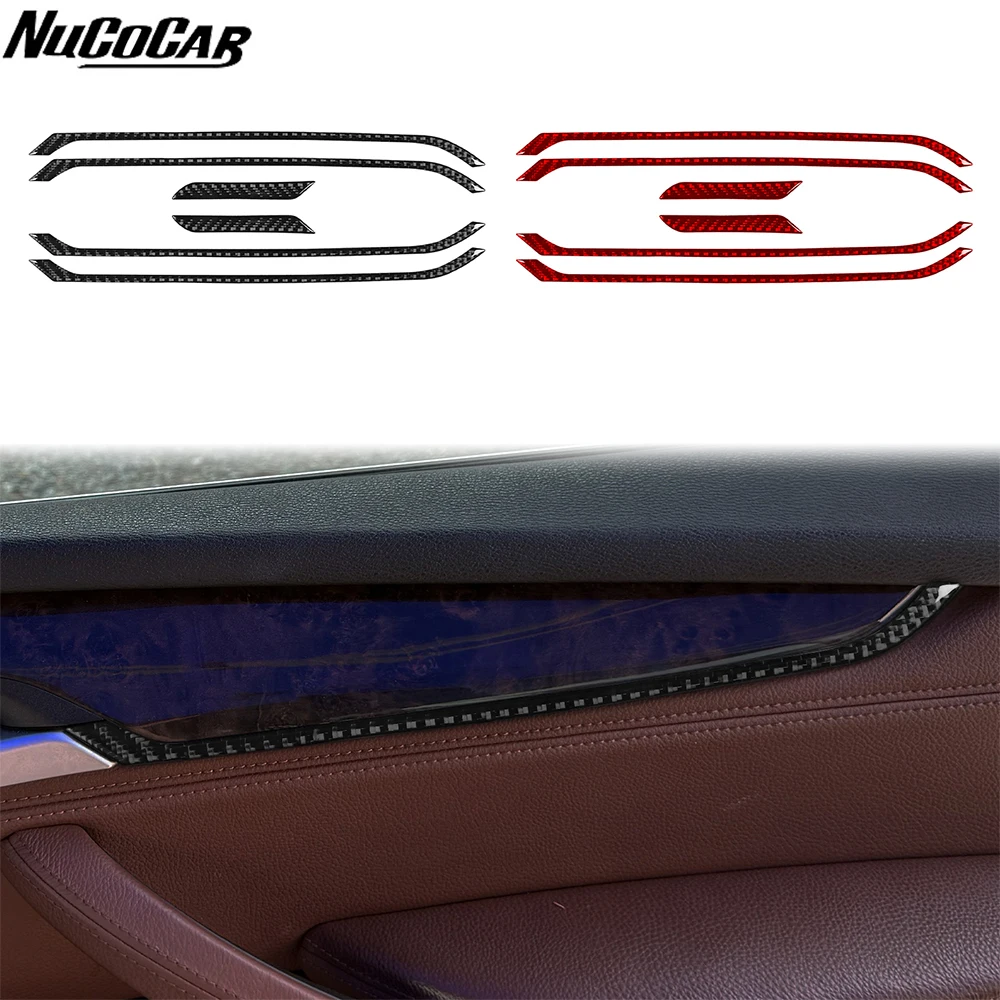 For BMW X5 F15 2014-2018 Carbon Fiber Door handle Panel Trim strip Car Accessories Interior Decorative Stickers