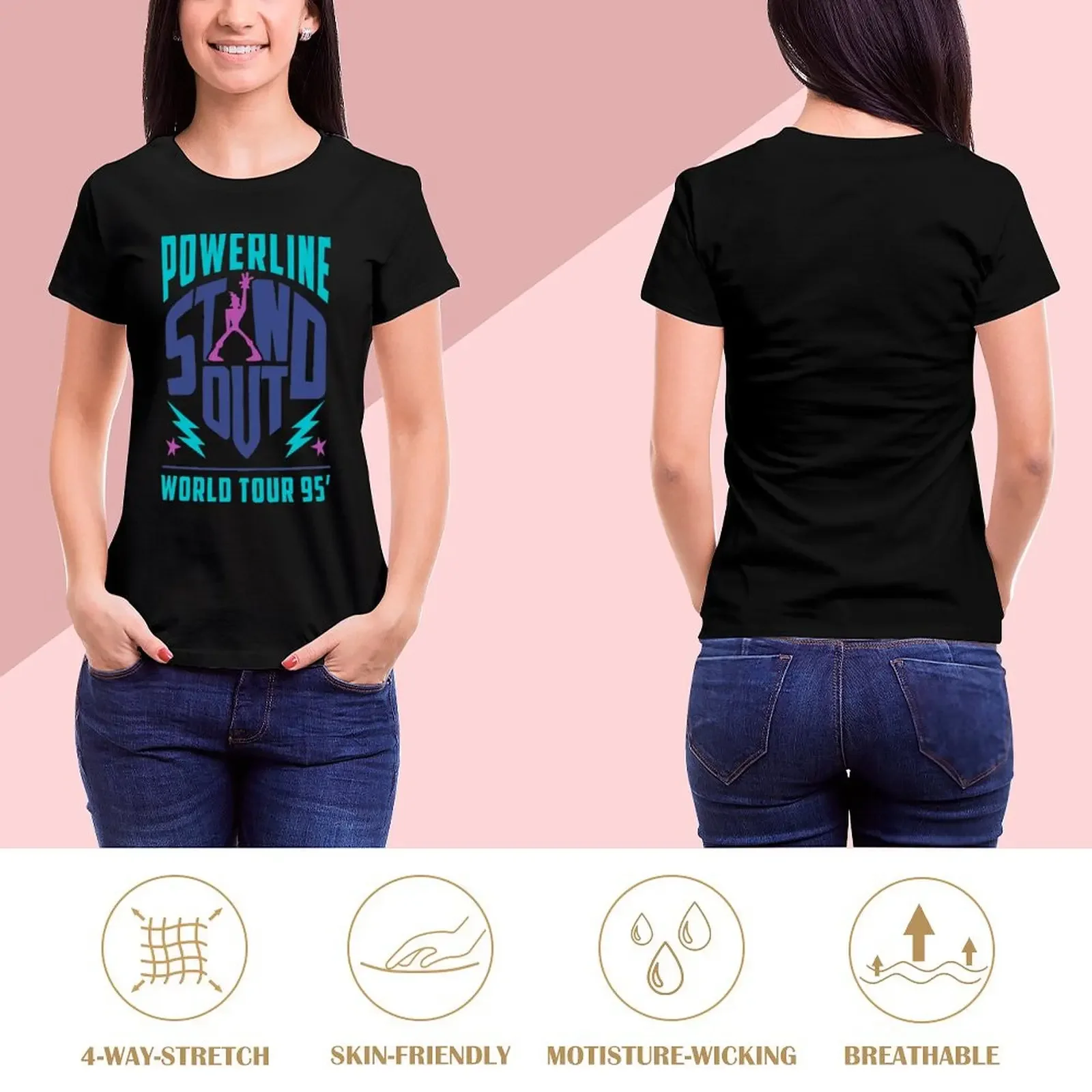 STAND OUT Powerline World Tour T-Shirt customs sweat customizeds kawaii clothes workout t shirts for Women