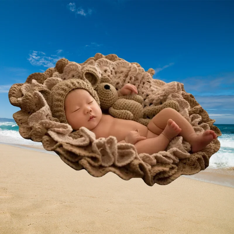 

Flokati реквизит для фотосъемки новорожденных, одеяло, вязаный коврик для позирования, фоновые аксессуары для фотосъемки, комплект с медведем и кроликом, детская фотография