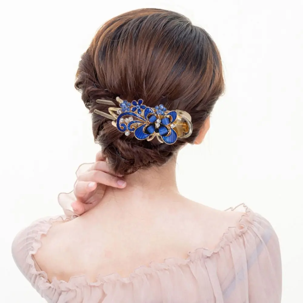 Elegant Headwear Decoration Alligator Hair Clip Hair Accessories Rhinestone Butterfly Hair Claw Crystal Flower Hairpin