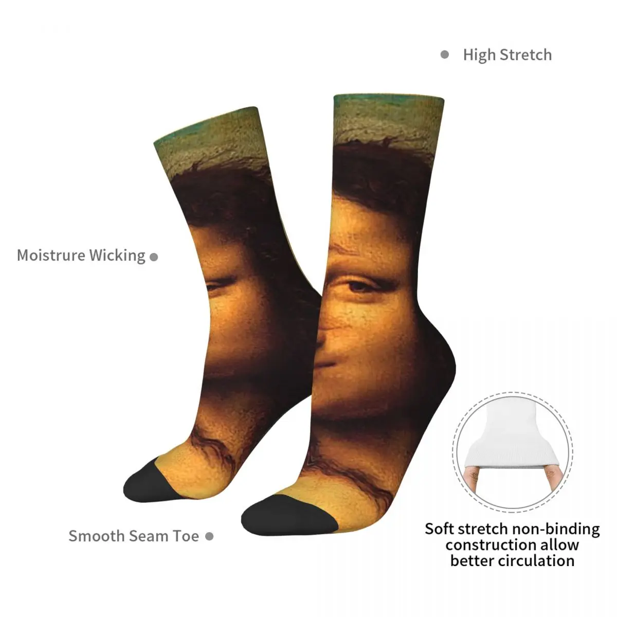 Calcetines divertidos de Mona Lisa para adultos, Unisex, para hombre y mujer