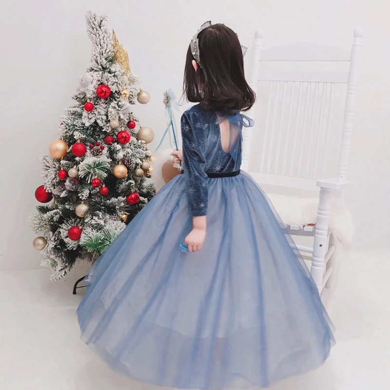 Toddler Girl Princess Dress Spring Long Sleeve Backless Kids Dresses Birthday Party Children Clothes Autumn Flower Girl Dresses
