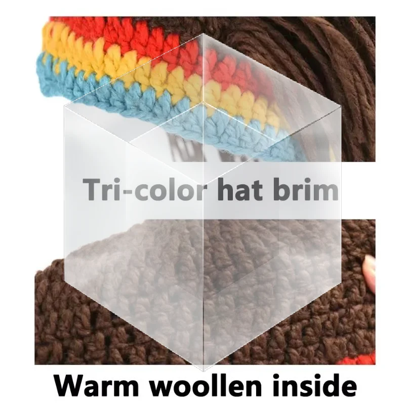 Unisex Jamaican Knitted Wig Braid Hat Handmade Fancy Hair Cap Halloween Ghost House Party Cosplay Wig Hat Warm Soft Headwear