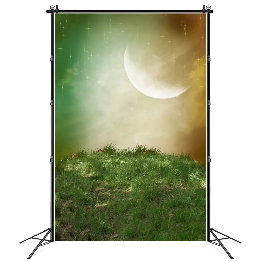 Starry Sky Grass Floor Birthday Decoration Photography Backdrops Stand Girls Night Fantastic Wallpaper Photographic Backgrounds