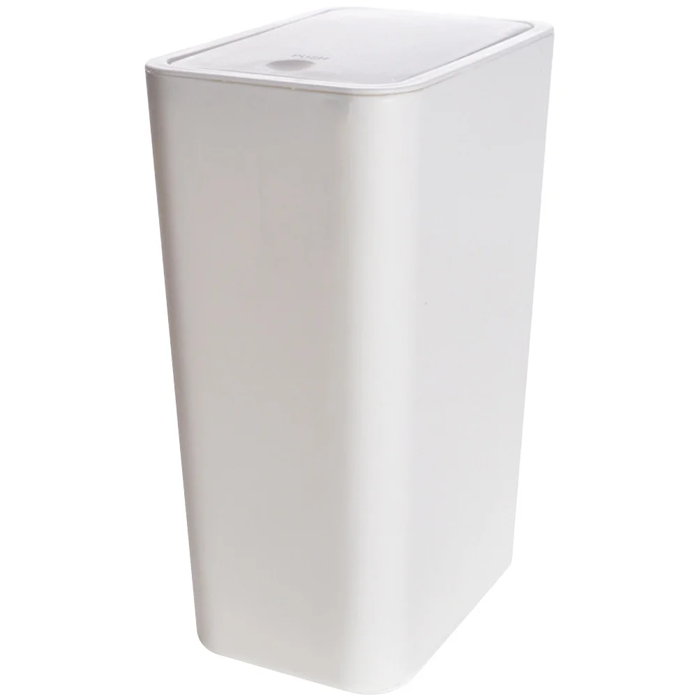 Garbage Cans Square Trash Litter Slim Bathroom with Lid Bedroom White Trashcans for Kitchens Waste Basket Office