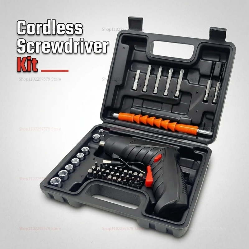 47PCS Rechargeable Electric Screwdriver Kit 3.6V Cordless Lithium Power Tool Set Foldable for Home DIY Furniture Repair Assembly