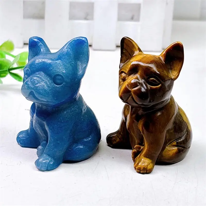 

Natural Blue Aventurine Yellow Tiger Eye Stone Dog Crystal Animal Healing Energy Stone Gemstone Collection Fengshui Gift 1pcs