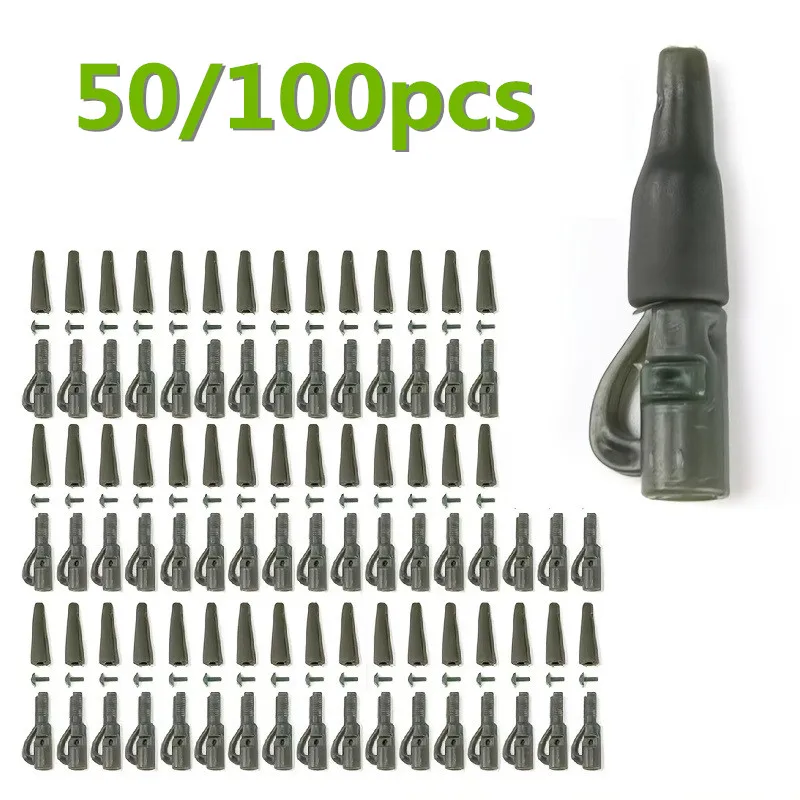 50/100pcs Carp Fishing Safety Lead Clip Quick Change Snap Tail Rubber Coarse Fishing Accessories Rig Terminal Tackle Pesca