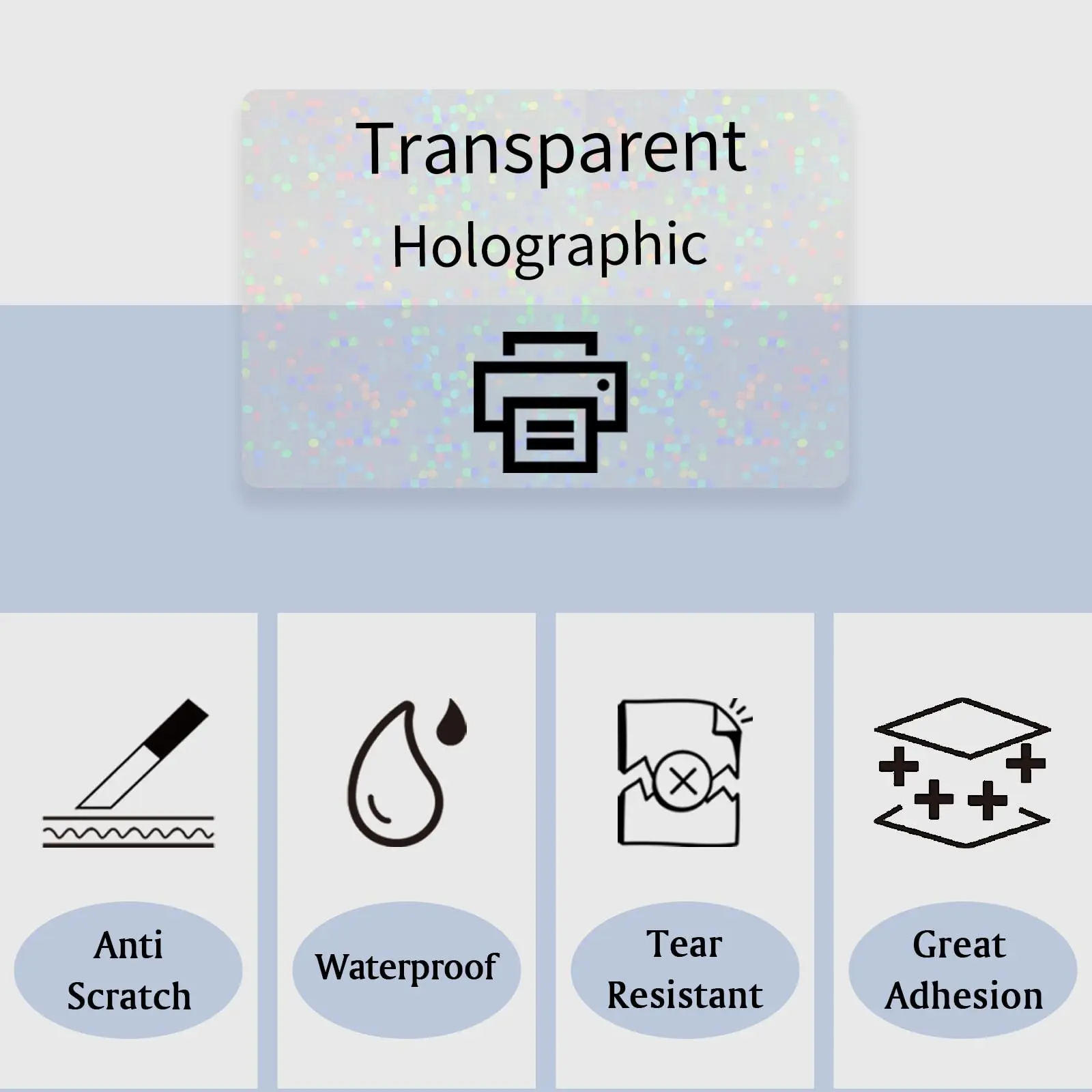 نقطة ثلاثية الأبعاد شفافة، لفات ورق حراري شفافة ذاتية اللصق: 57 مم × 3 م، متوافقة مع معظم الطابعات الصغيرة