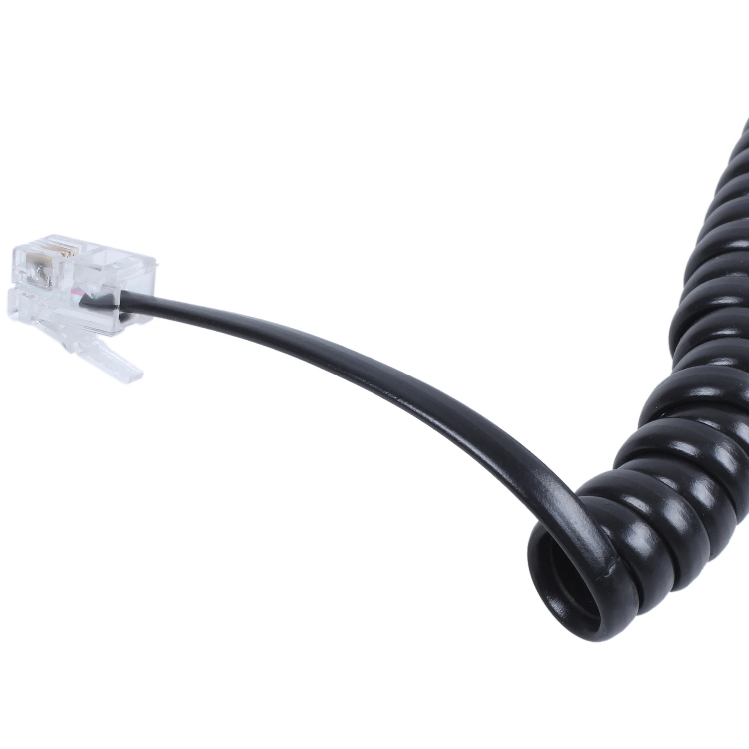 

T34C Сменный разъем RJ9 4P4C Спиральные эластичные телефонные трубки Кабельная линия Черный