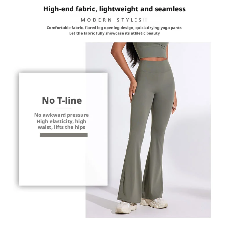 Damen Cargo-Taschen Flare Yoga-Hose mit hoher Taille, Po-Lifting-Effekt, dehnbare, schmale Bootcut-Leggings für Workout, Fitness, Sport und Freizeit – Detail 4
