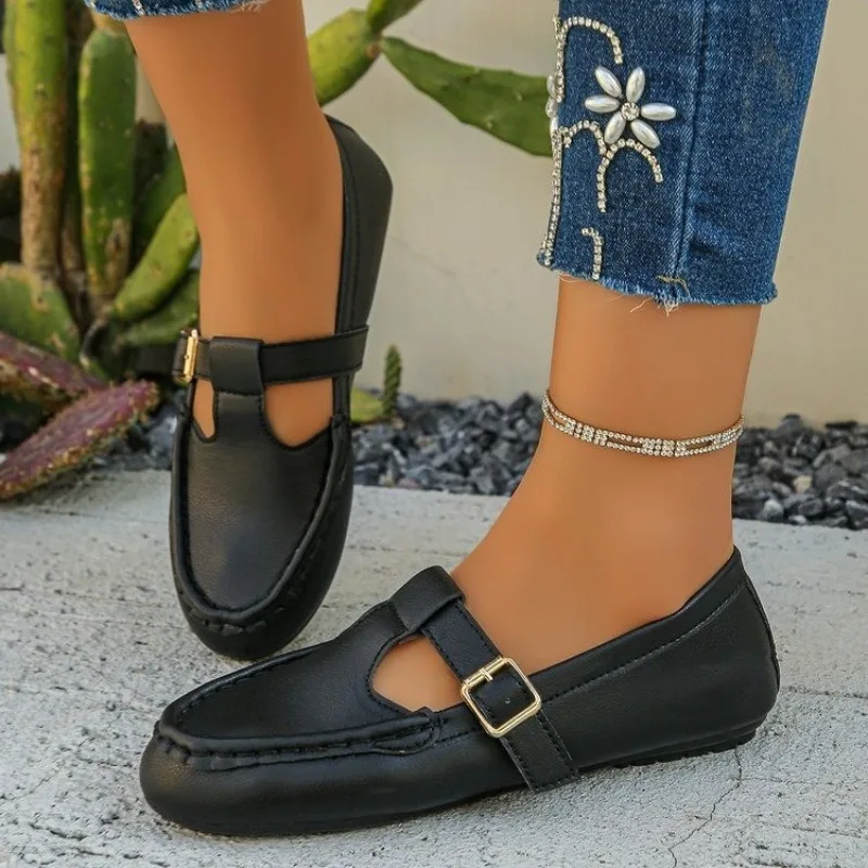 المرأة الجديدة بولي Leather جلد السيدات المتسكعون الرجعية لينة وحيد أمي الربيع الشقق أحذية امرأة موضة مكتب أحذية أنيقة ماري جين الأحذية