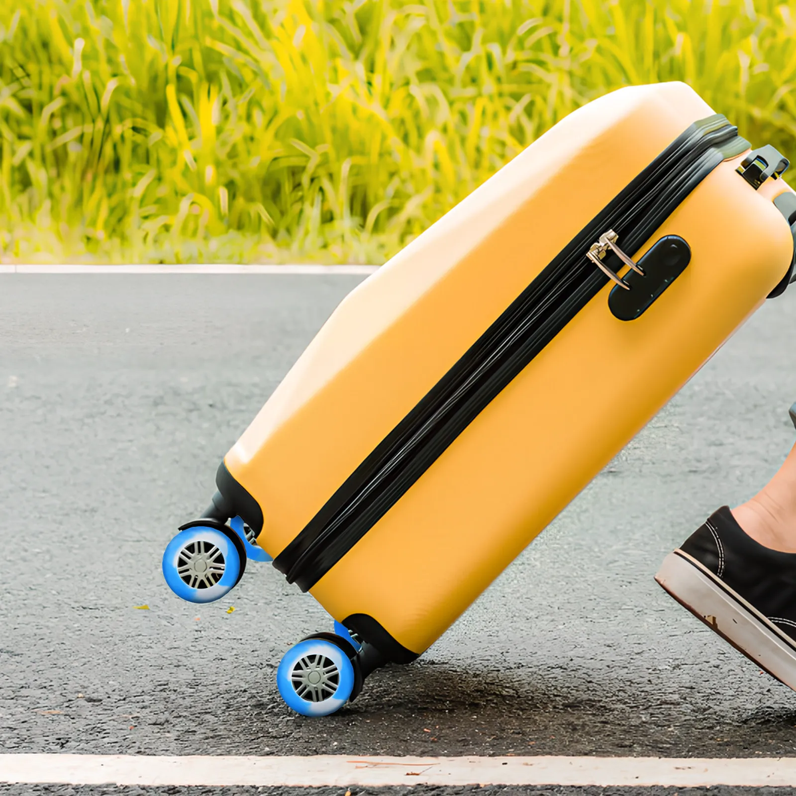 

8Pcs Silicone Luggage Wheel Protector Covers Thickened Nonslip Suitcase Rolling Wheel Sock Travel Shock Absorber Sleeve