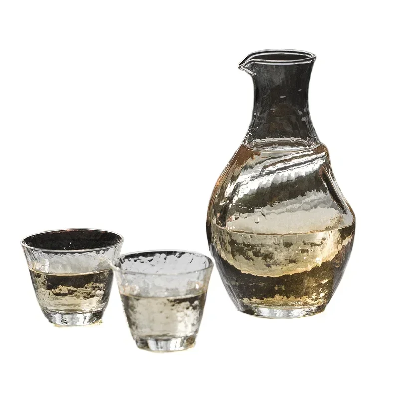 Glass wine dispenser, Japanese-style one pot and two glasses of wine set, gift box