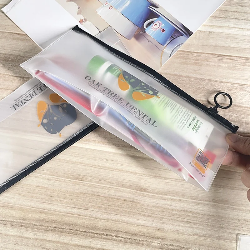 Custom. Hot Selling Dental Ziplock Plastic Small Toothbrush Toothpaste Bag Pouch Fashion Toiletry Travel Makeup Cosmetic Bag Wit