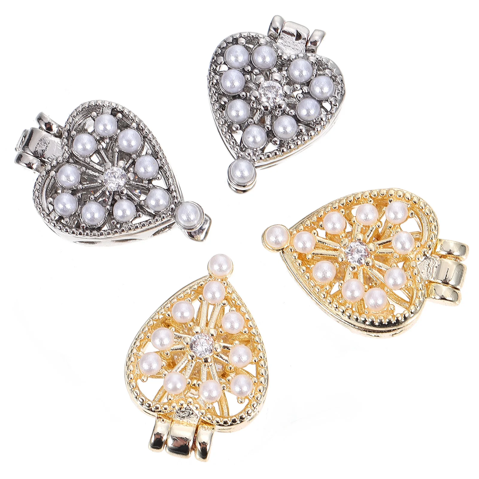 

4Pcs Love Heart Box Nail Art Studs Unique DIY Zircon Manicure Patches Nail Decoration for Weddings Parties Festivals