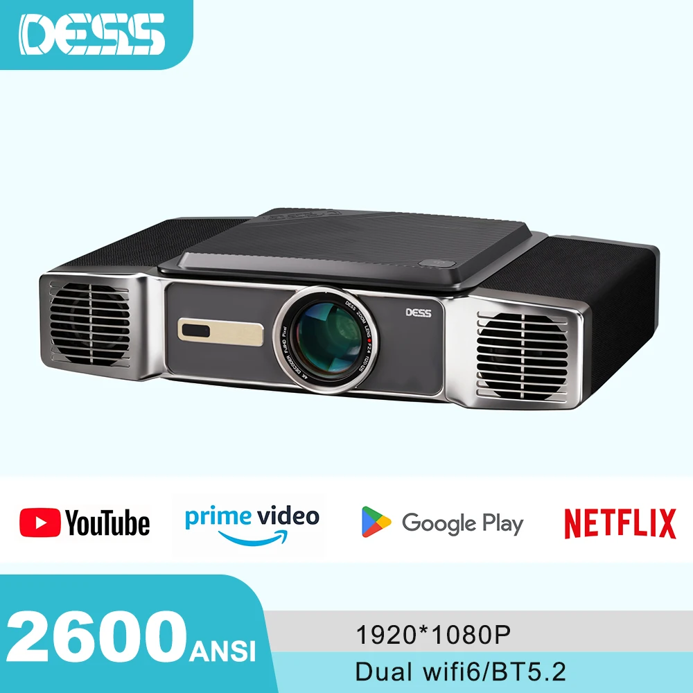 

DESS 4K projector native picture quality 1080P Android projector auto focus dual WiFi HIFI audio home theater outdoor projector