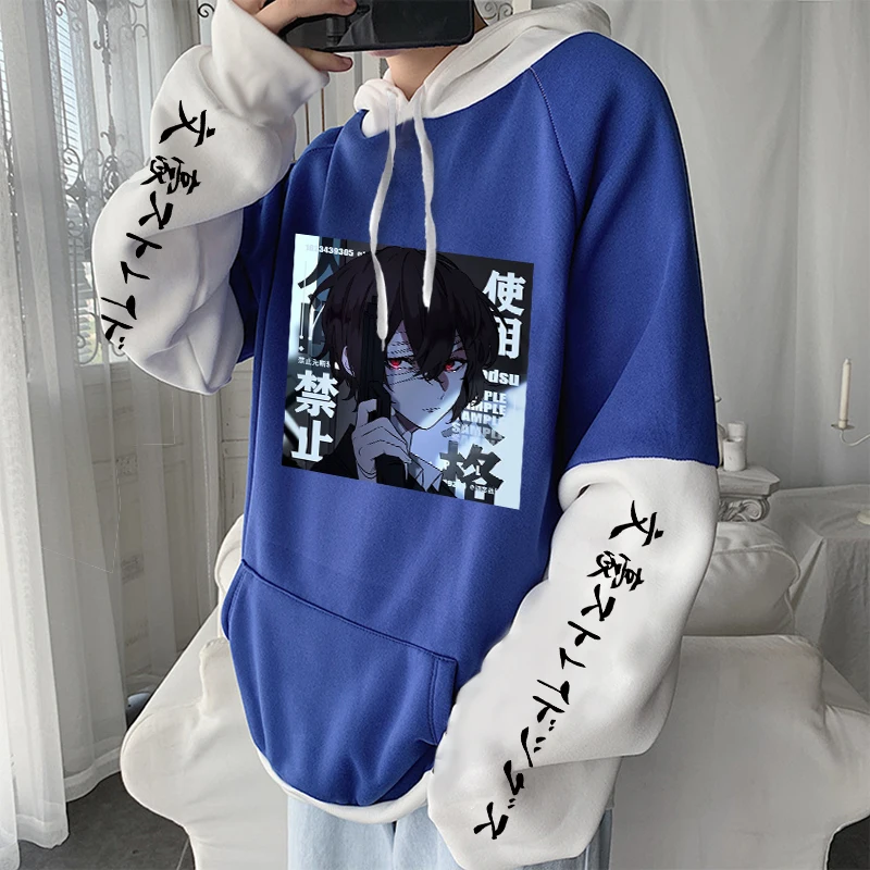 Japanese Anime Bungo Stray Dogs Hoodies Harajuku Aesthetic Bungou Stray Dogs Osamu Dazai Manga Men Winter Plus Size Sweatshirt