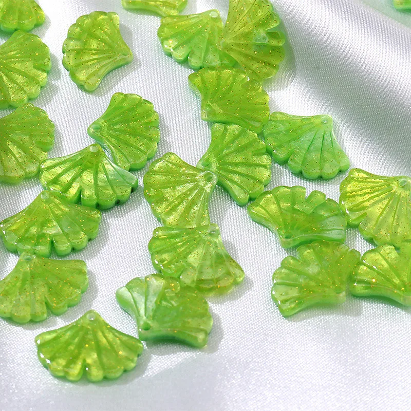 

Summer style 50pcs/lot green color print cartoon leaves shape acrylic maple leaf beads diy jewelry earring/garment accessory