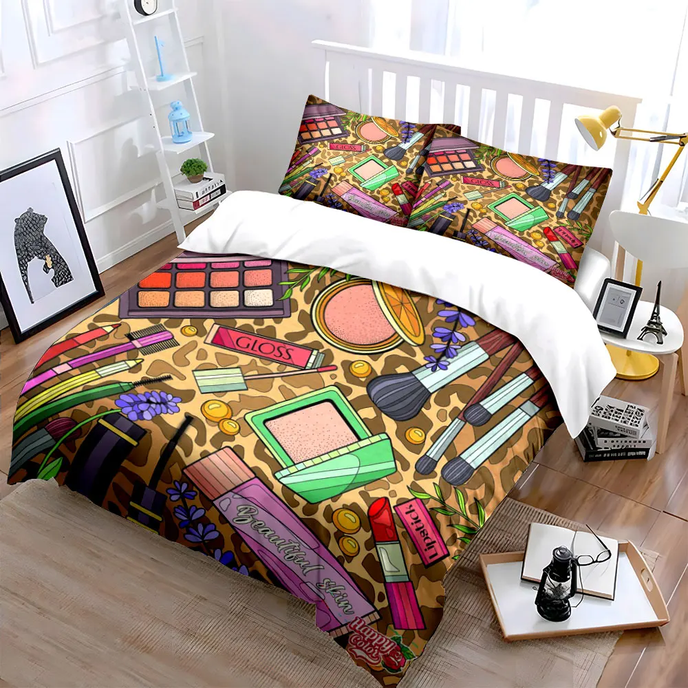 Makeup Essentials Set for Beauty Soft Skin-Friendly Bedding Set Includes 1 Duvet Cover And 2 Pillowcase, Gift