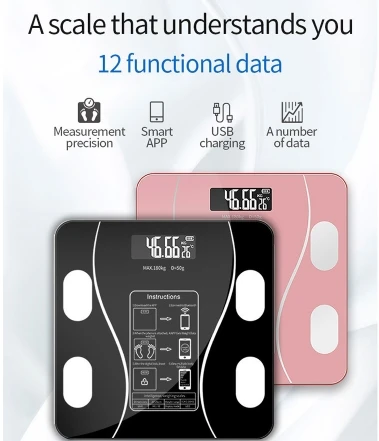 Stable Smart Bluetooth Body Fat Scale Digital Wireless Bathroom Weight Scale Body Composition Analyzer with Smartphone App