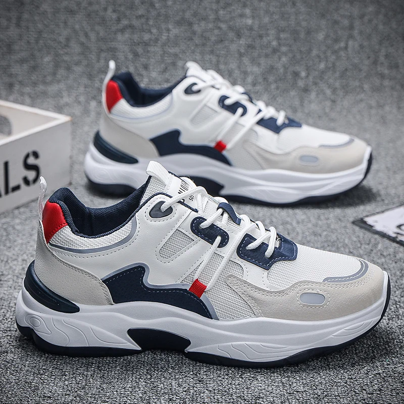 

Men's Sports Shoes New Fashion Trend Blue Ball Shoes White Running Denim Boots Thick Sole Height Increasing Walking Casual Shoes