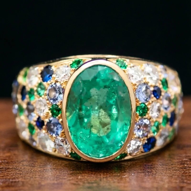 Vintage Gorgeous Full Dazzle Synthetic Zirconia Charm Ring for Women Elegant Temperament Banquet Celebration Fine Jewelry Crafts