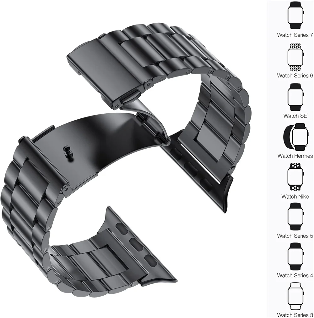 Strap for Apple Watch Band Ultra 2 49mm 45mm 44mm 42mm 41mm 40mm 38mm Stainless Steel Bracelet iWatch SE 9 8 7 6 5 4 3 2 Correa