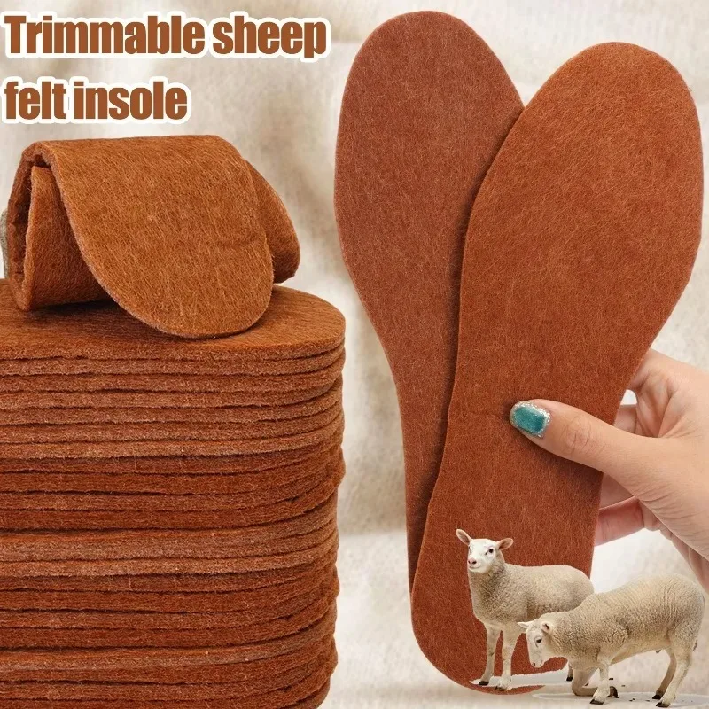 5Pairs 2026 Camel Wool Insoles Winter Warm Soft Plush Thicken Foot Thermal Shoe Insoles for Women Men Snow Boots Shoes Heat Pads
