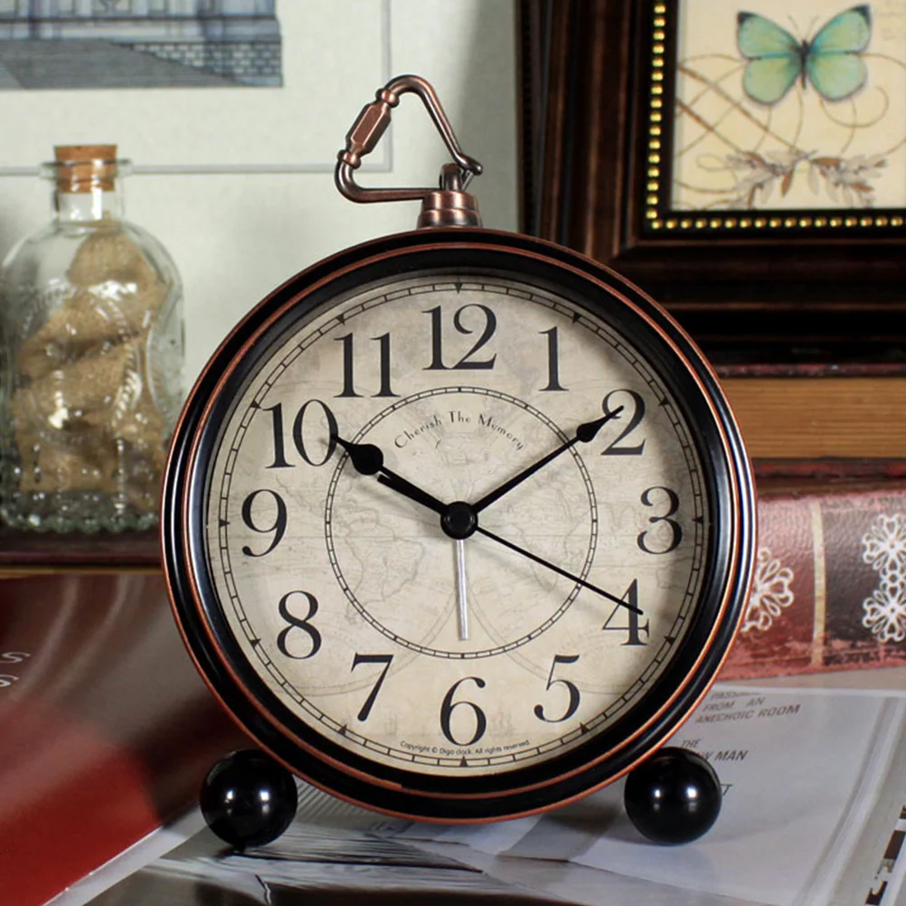 

1pc Electronic Mini Table Metal Desk Retro Alarm Clock Home Decor Silent Creative Gift Table Clock No