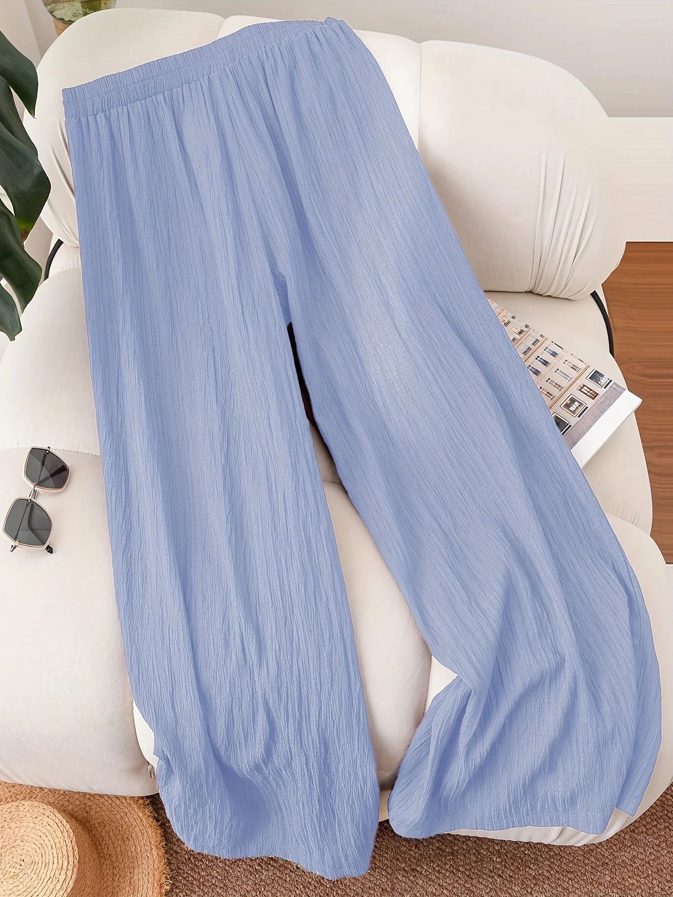 Bequeme Plus-Size-Damenhose mit Kordelzug und weitem Bein für den Alltag – Detail 2