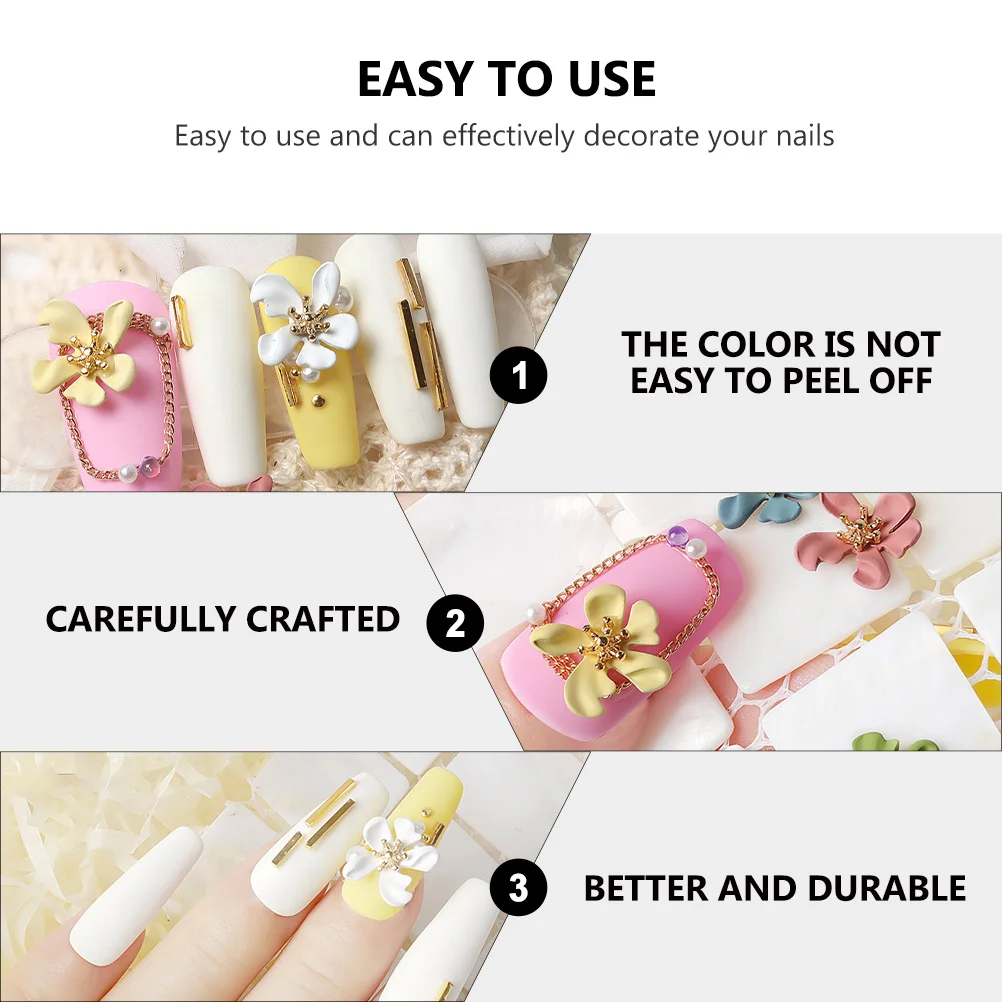 

9 Pcs Nail Decoration Art Studs Charms Decals Floral Flowers Nails Cute Applique
