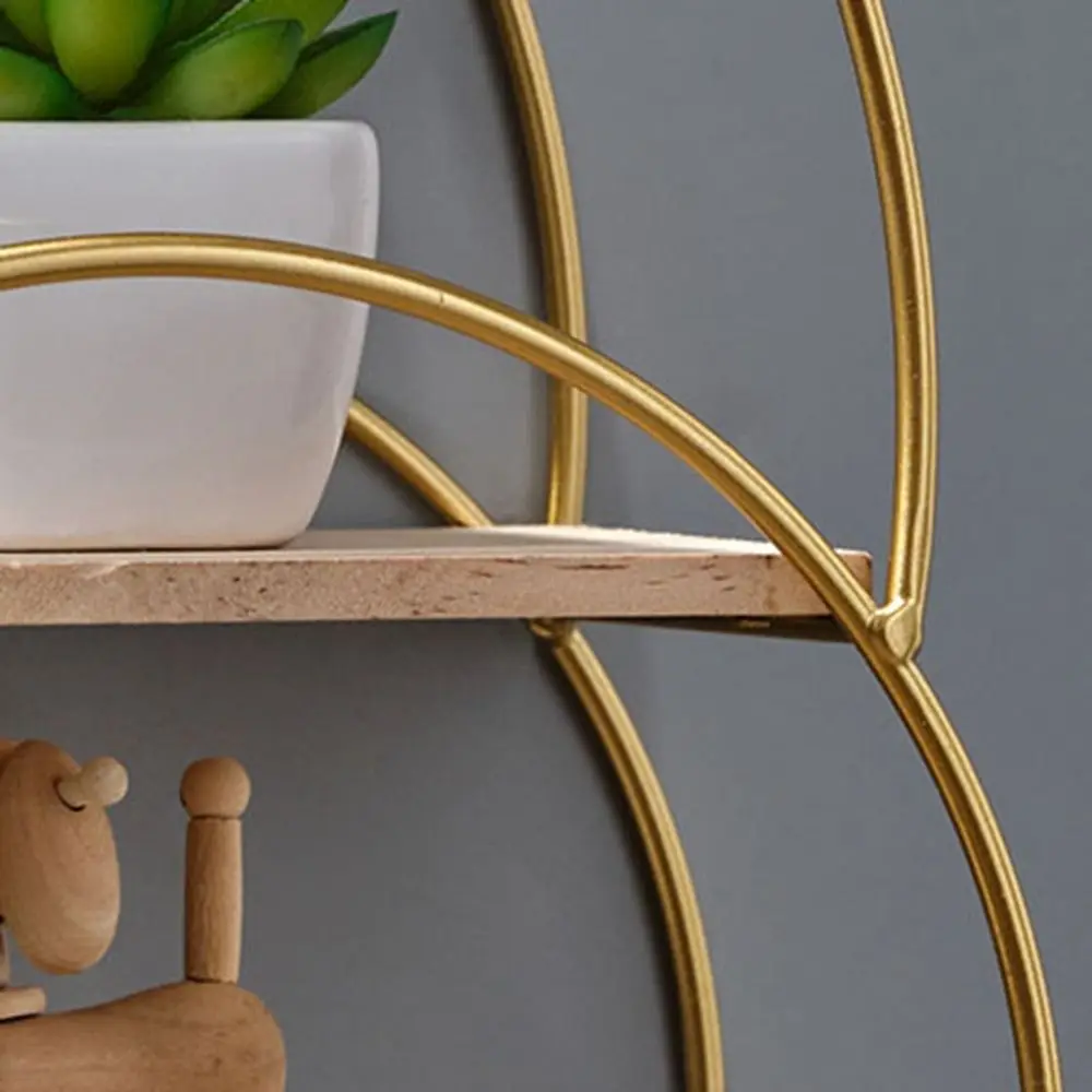 Modern Iron Decorative Wall Shelf Gold No Punching Wall Storage Rack Nordic Style Space Saving Wall Decoration Living Room