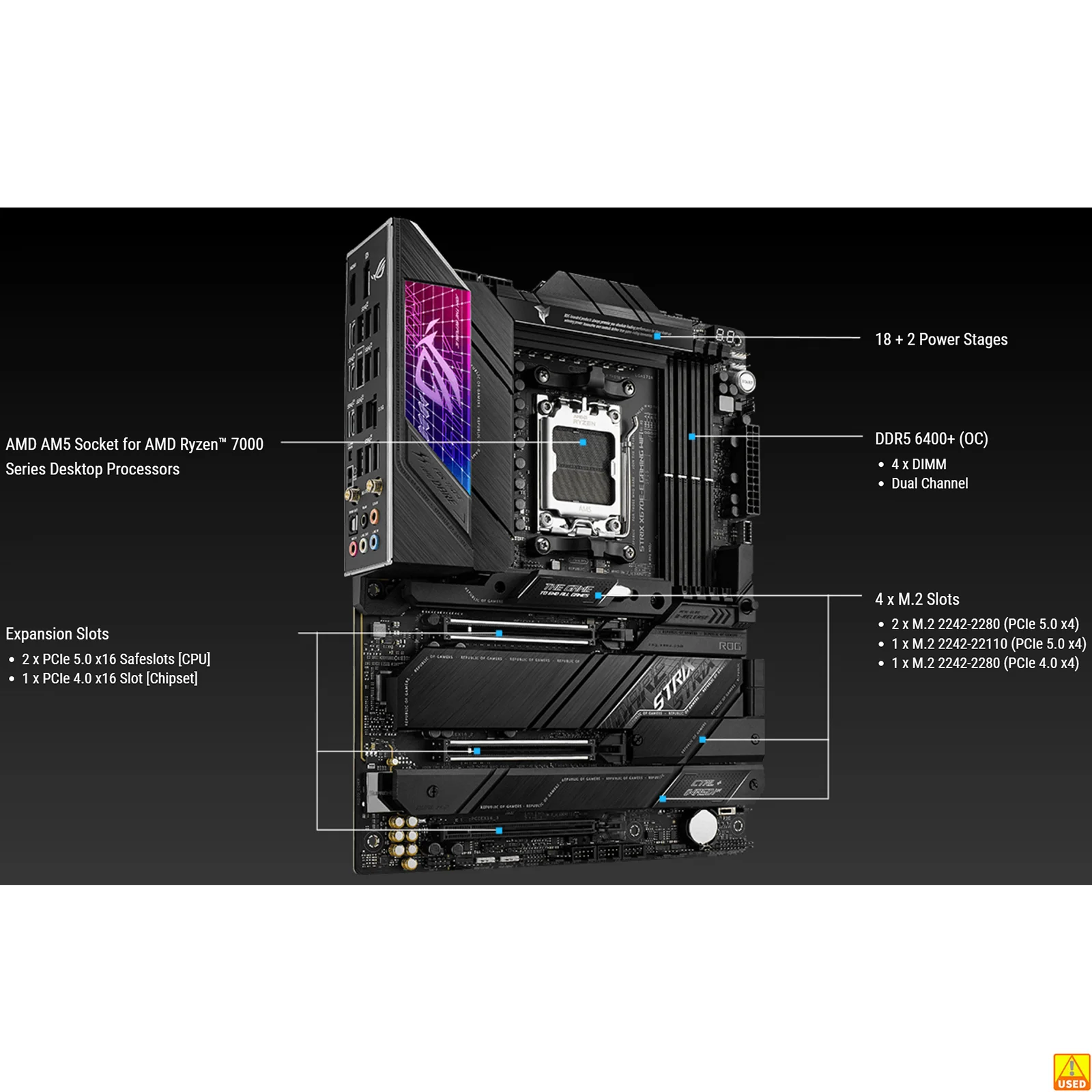 ASUS ROG STRIX X670E-E GAMING WIFI carte m�re Socket AM5 CPU DDR5 8000 + (OC) m�moire Chipset X670 ATX carte m�re