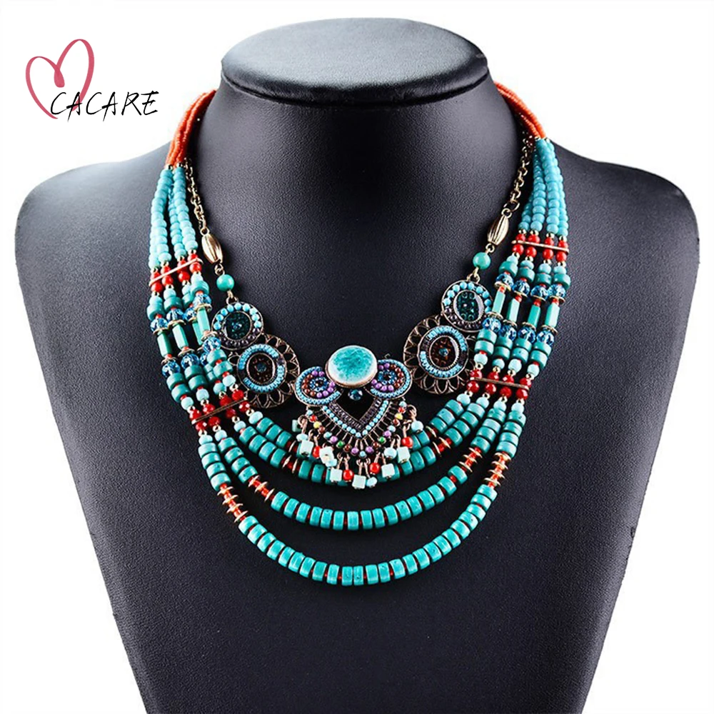 

CACARE Ethnic African Indian Jewelry Set for Women Vintage Fashion Necklace Nigerian Jewelry F0246