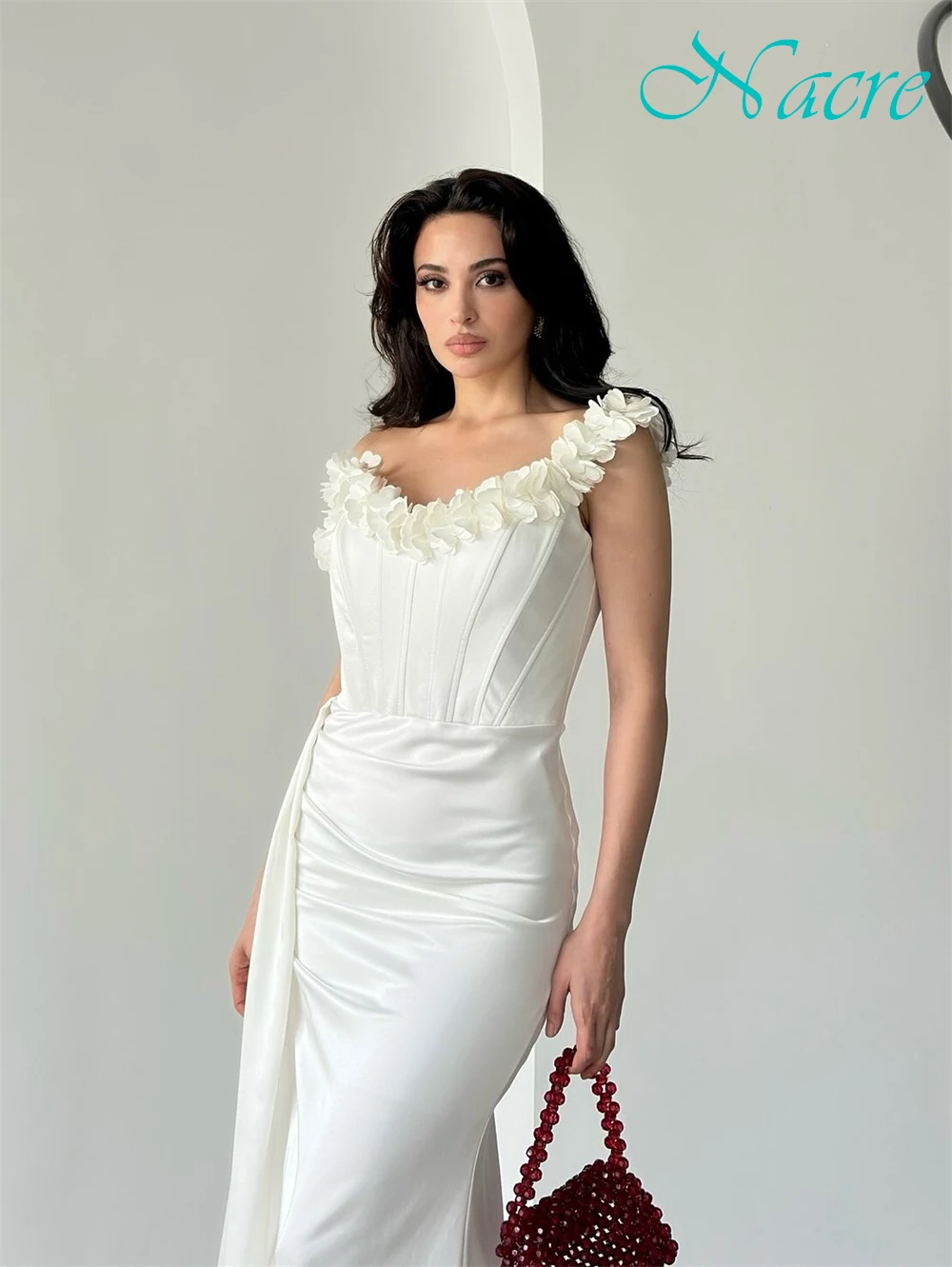 

Customized Elegant Satin V-Neck Evening Dress Delicate Sleeveless Prom Dresses Luxury Lace Up Back Special Occasion Gowns