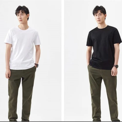 Imagen 2 del producto Camiseta de algodón 100% Pima de gama alta para hombre, camisetas de manga corta con cuello redondo, camisetas de verano de alta calidad para hombre, ropa para hombre en 14 colores