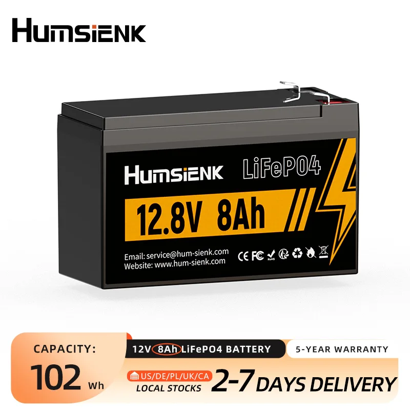 

Аккумулятор Humsienk 12В 8Ач, литий-железо-фосфатный, класс А, перезаряжаемый, легкий, для домашнего хранения энергии и резервного питания