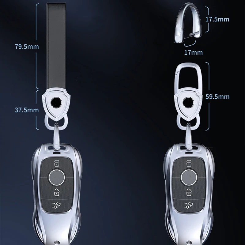 For Mercedes-Benz Premium Zinc Alloy Smart Key Fob Case with Key Strap A, C, E, S, CLA, CLS, GLA, GLB, GLC, GLE, GLS, G Gl