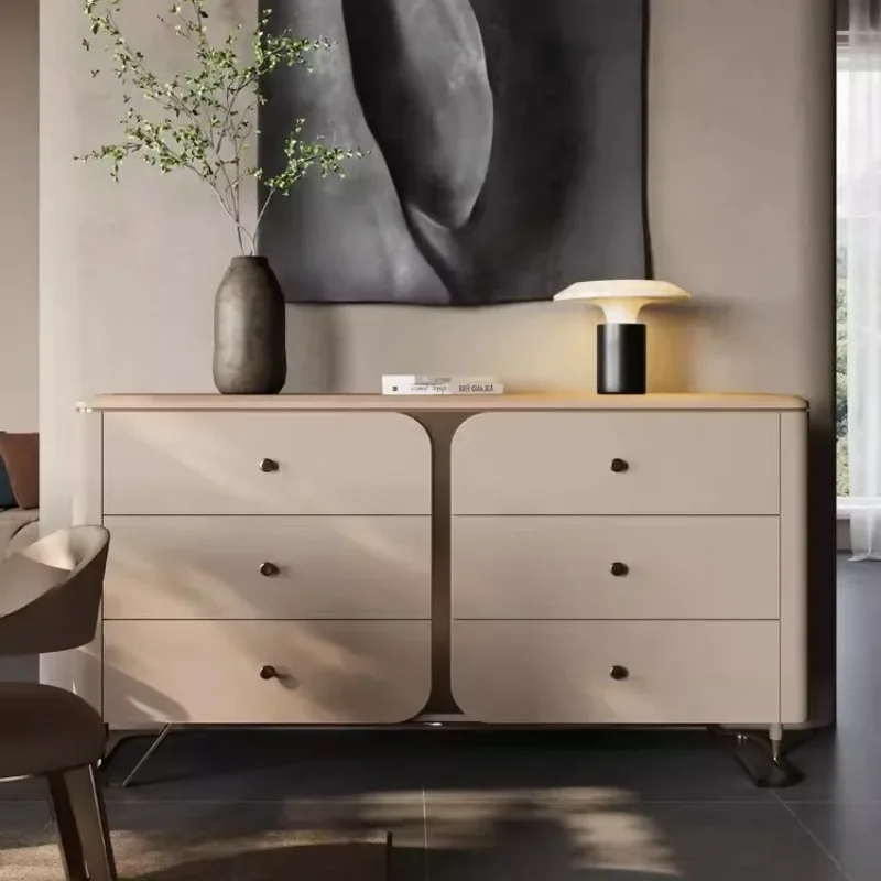 

Light luxury dining side cabinet Multi-specification mobile dining side cabinet Solid wood leather dining side cabinet