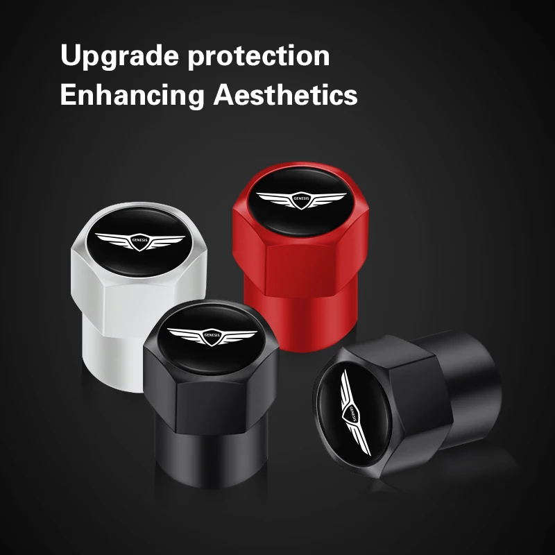 Acessórios para tampa de válvula de aço inoxidável, 4 unidades, para pneus automotivos Genesis G80 GV70 GV80 GV60 G70 Essentia Neolun G90 GV90 X