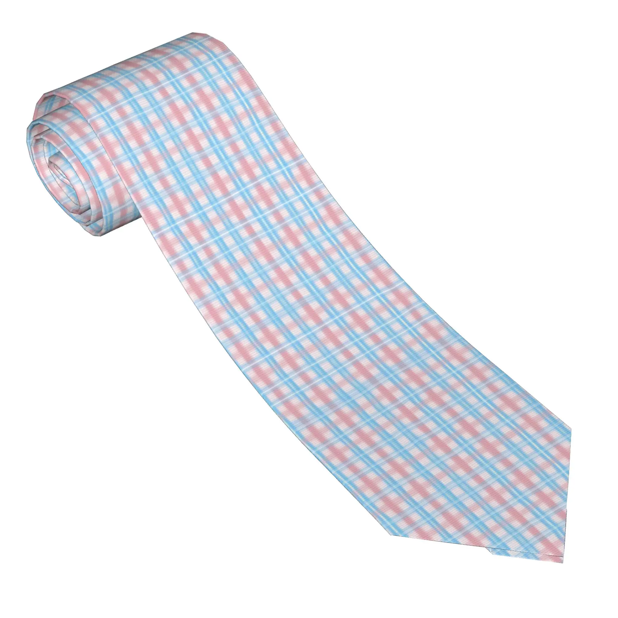 Trans Pride Tartan  Necktie 8 cm  Neck Ties for Men Silk Wide Suits Accessories Gravatas Wedding Accessories Office