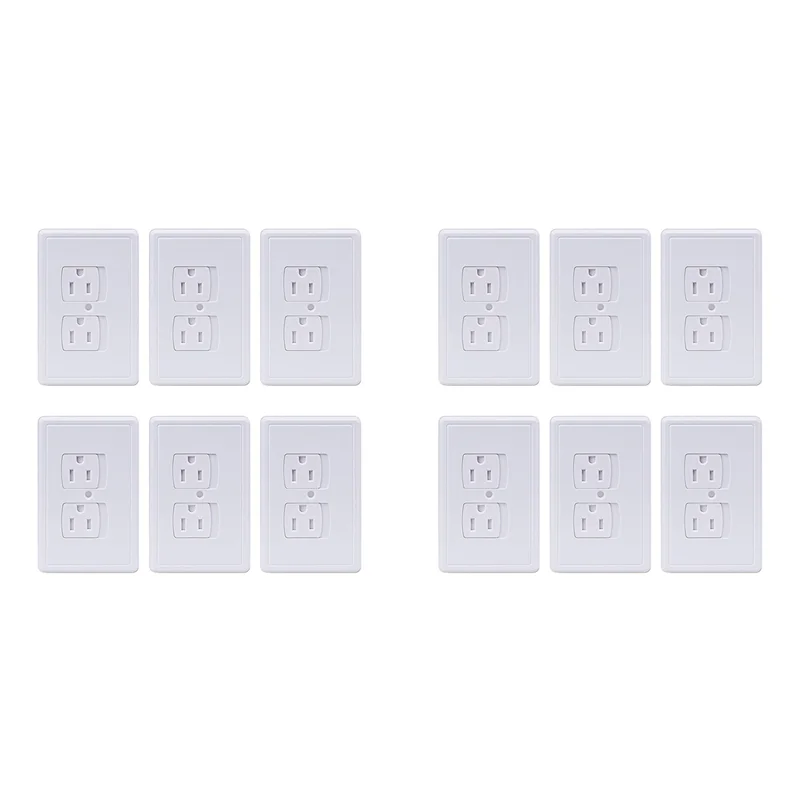 AB11-12-Pack Safety Self-Closing Outlet Covers, Wall Socket Plate Automatic Sliding Cap Cover For Child Proofing Outlets