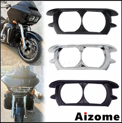Motorcycle Dual Headlight Bezel Trim Fairing Cover For Harley Road Glide FLTRX FLTRU FLTRXS FLTRXSE Head Light Ring Frame 15-20